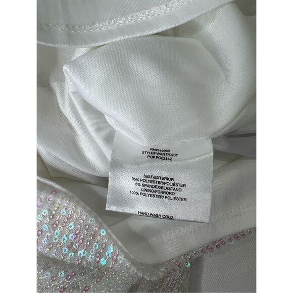 Crystal Sky White Sequin Iridescent Long Sleeve Romper Sz Small - Picture 7 of 7